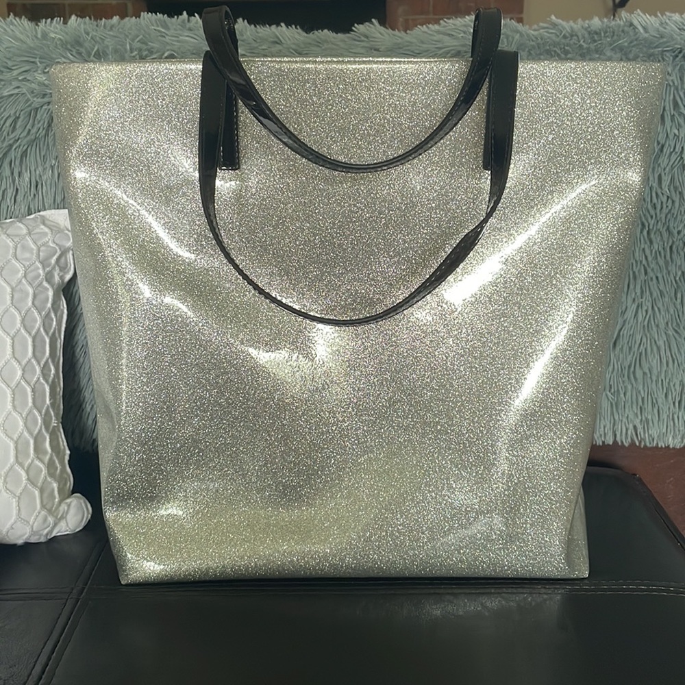 *SOLD* Kate Spade Silver Glitter Tote - Picture 3 of 11